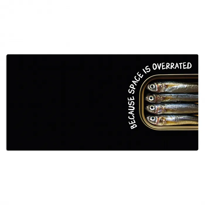 Sardines - Tekst - Vis - Blik Muismat XXL klein -3d_leeg