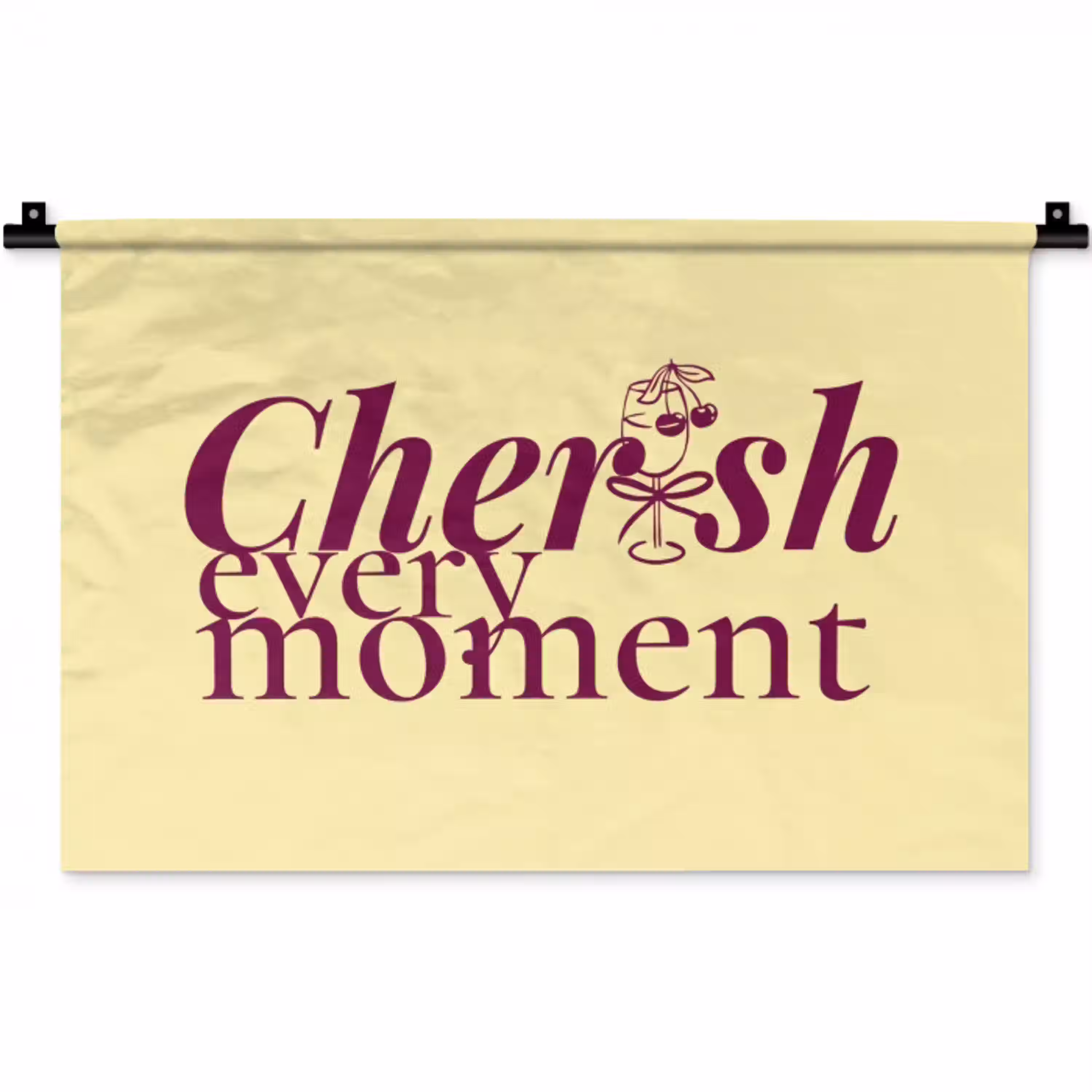 Cherish every moment - Cocktailglas - Geel Wandkleed katoen klein -zz3d