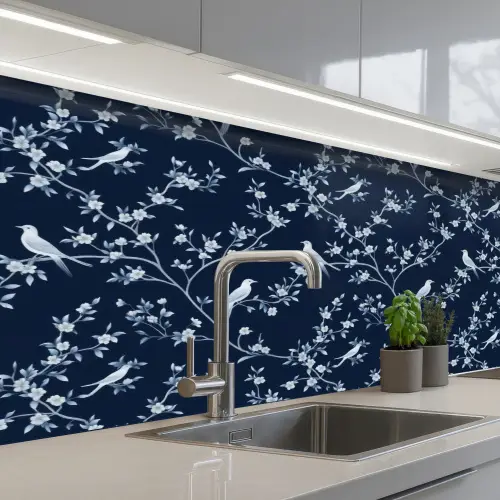 Grafisch - Bloesemtak - Blauw keuken achterwand 2 middel 871 -3d_schuin