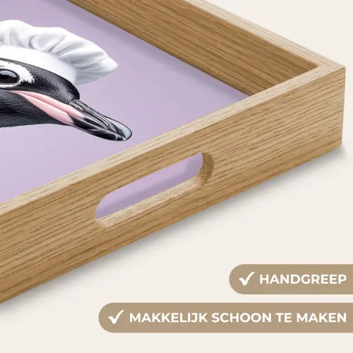Pinguïn - Koksmuts - Lief - Paars Dienblad Rechthoek middel -USP_HandgreepNL