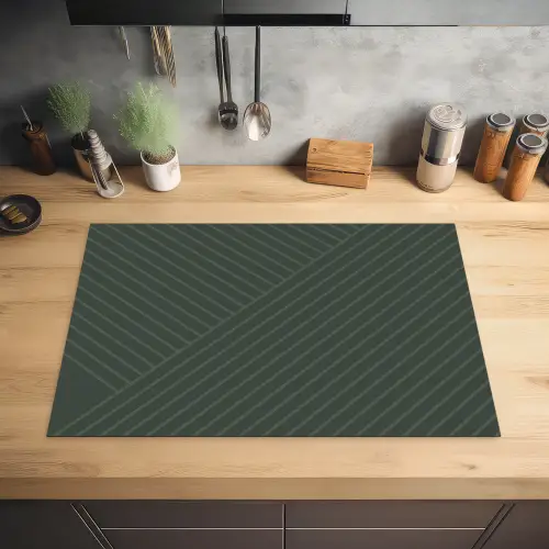 Lijnen - Abstract - Groen - Minimalistisch Inductie beschermer vinyl 3mm klein -sfeer5