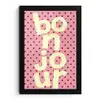 Bonjour - Stippen - Roze- Geel fotolijst zwart zonder passe partout klein -3d