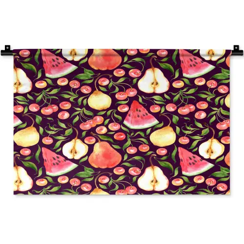 Donker - Bladeren - Fruit - Patroon Wandkleed katoen klein 269 -zz3d