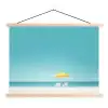 Strand - Blauwe lucht - Geel - Parasol textielposter latten blank klein -3d