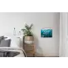 Luchtbellen - Dynamisch - Blauw textielposter latten blank klein -woonkamer