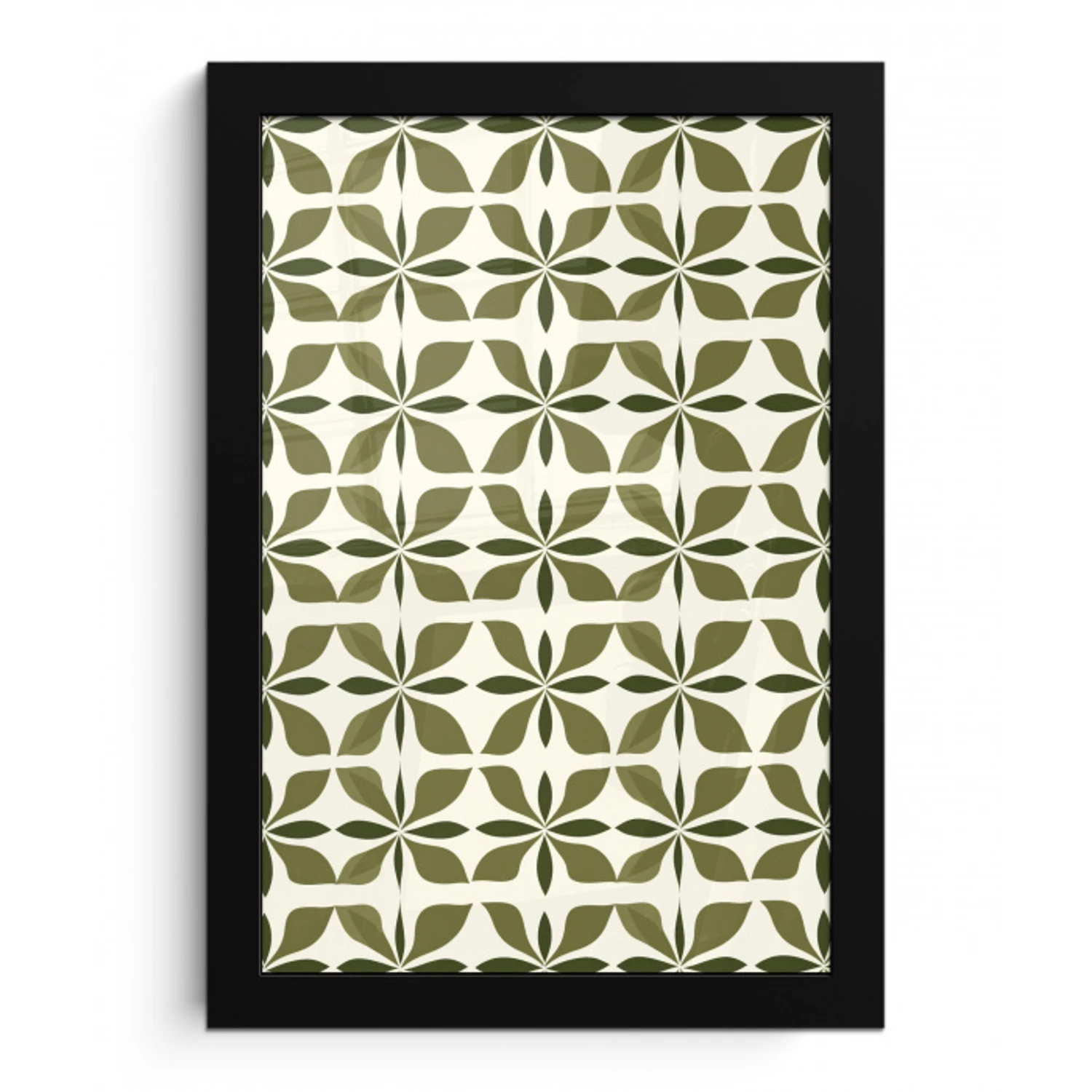 Botanisch - Retro - Groen fotolijst zwart zonder passe partout klein 224 -3d