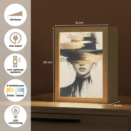 Vrouw - Hoed - Verf Light Box met kabel (Tafellamp) klein -USP_NL