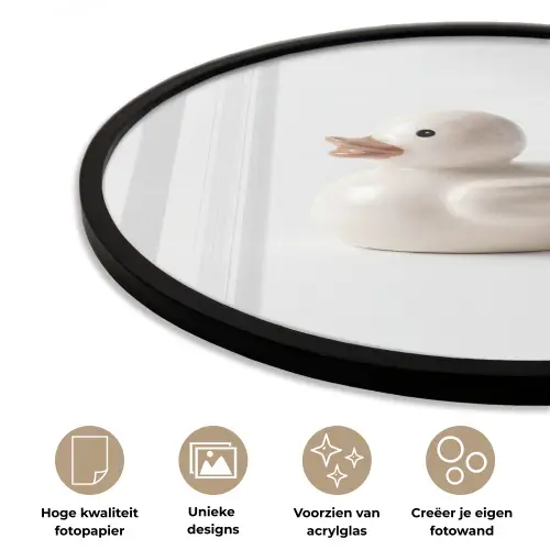 Badeend - Minimalistisch - Wit Fotolijst rond zonder passe partout klein -closeup_NL