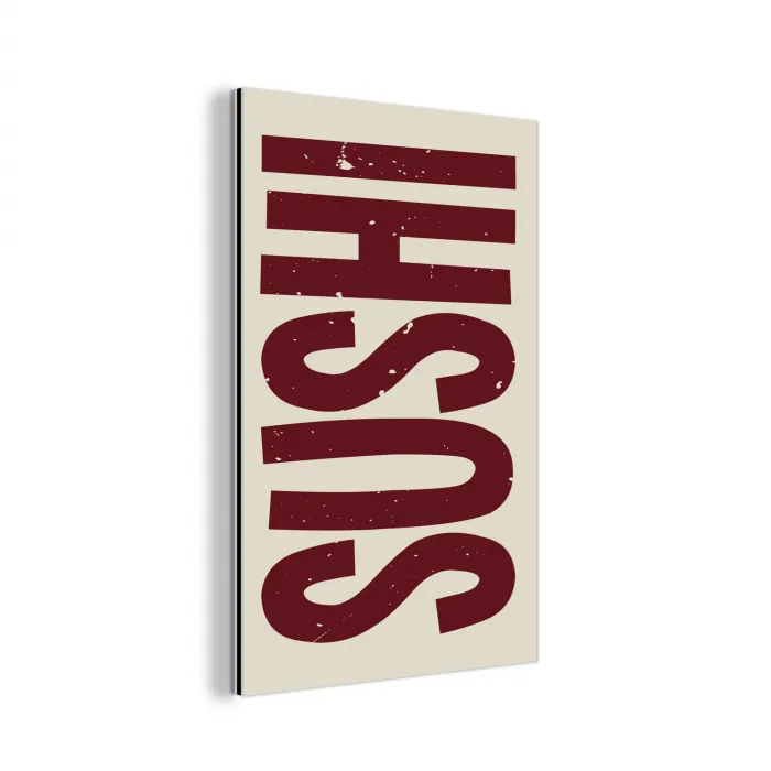 Sushi - Rood - Japandi - Decoratie aluminium wit klein -3d