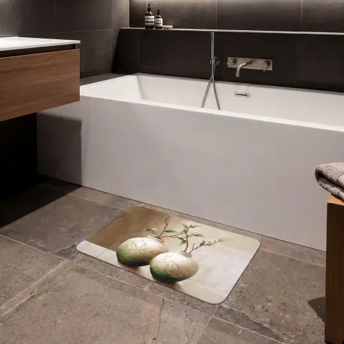 Bloemen - Vaas - Wit - Botanisch - Beige Badmat klein -sfeer3