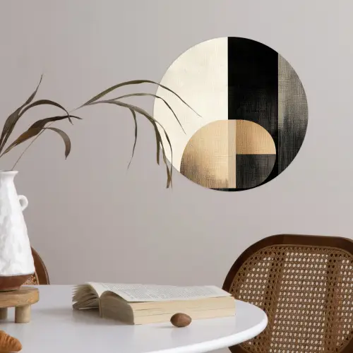 Vormen - Modern - Zwart Wandcirkel behangsticker klein -sfeer3