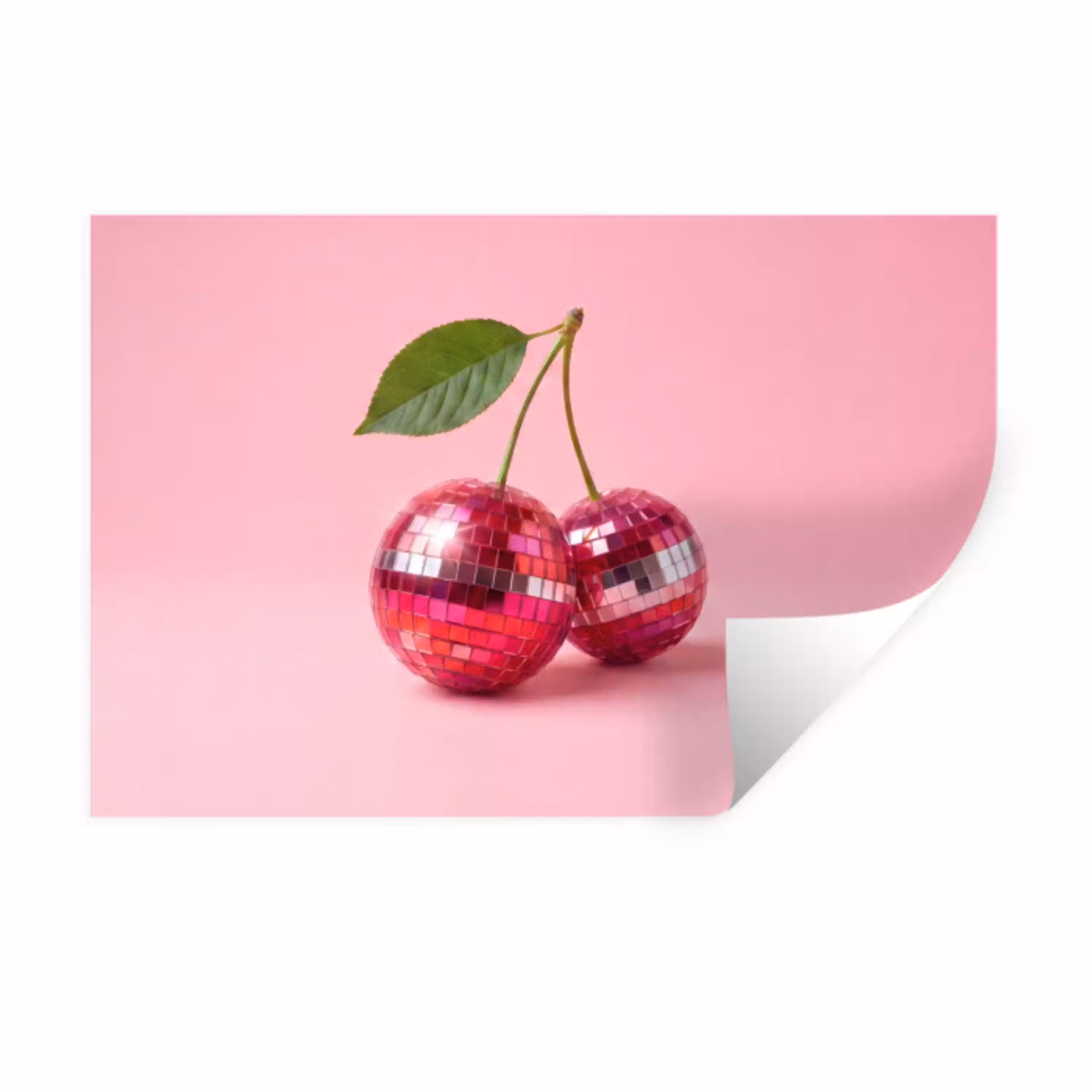 Disco - Kersen - Roze Muursticker klein -3d