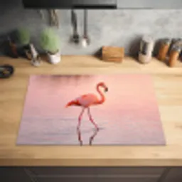 Flamingo - Water - Roze Inductie beschermer vinyl 3mm klein -sfeer5