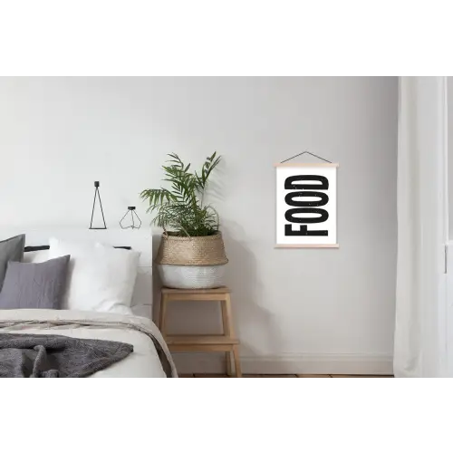 Food - Zwart - Wit - Decoratie textielposter latten blank klein -woonkamer