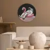 Astronaut - Flamingo - Zwemband - Roze Akoestische PET Vilt - Rond klein -sfeer1