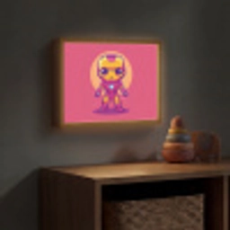 Superheld - Jongens - Rood - Paars Light Box met batterij (Wandlamp kind) middel -sfeer5_kind
