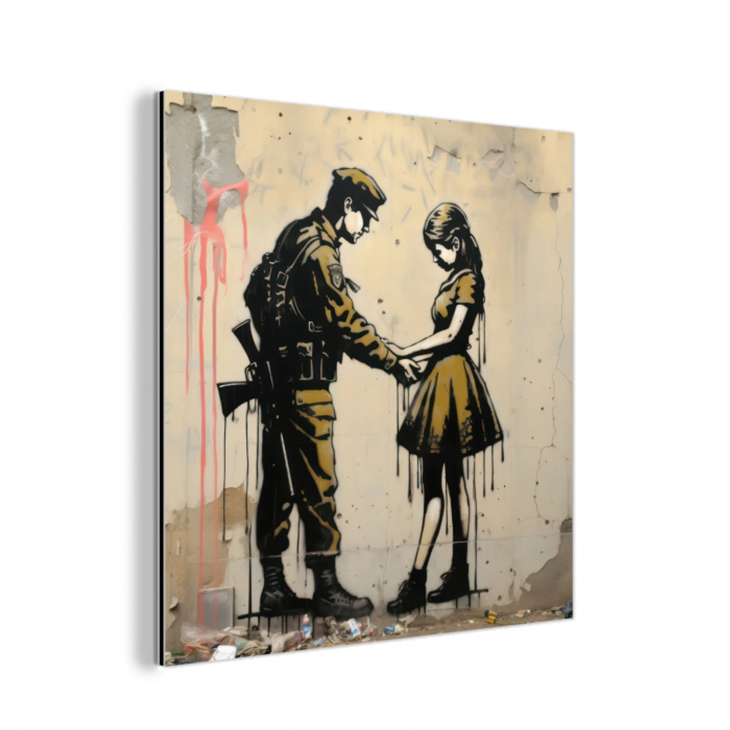 Soldaat - Meisje - Bruin - Graffiti aluminium wit klein -3d