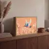 Vogel - Bloesemtakken - Warm - Kleurrijk Light Box met batterij (Wandlamp) middel -sfeer2