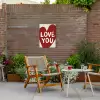 Loveyou - Hart - Rood Tuinposter op houten frame 2 cm dik klein -sfeer3