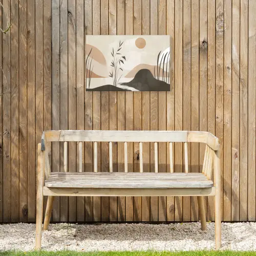 Japandi - Landschap - Beige Tuinposter op houten frame 2 cm dik klein -sfeer4