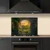 Poort - Planten - Zonsondergang keuken achterwand spatscherm klein -sfeer1