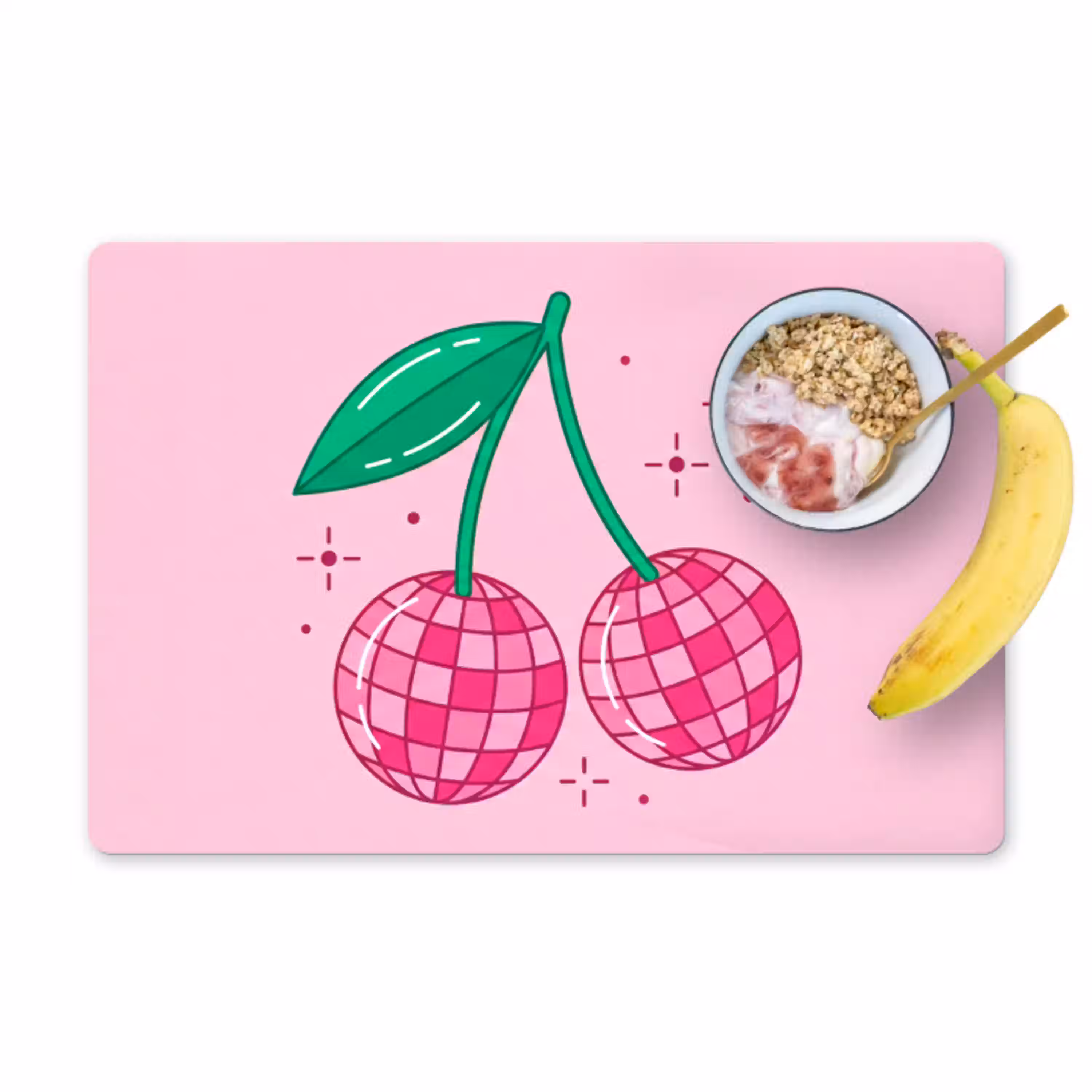 Decoratie - Disco-bal - Feest - Roze Placemat vinyl groot -zzzproduct_Kitchenyeah-website