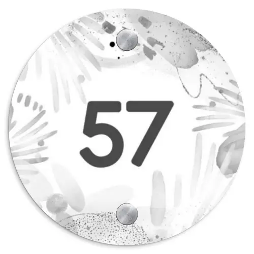 Grijze patronen - Traditioneel Naambord Rond klein -3d