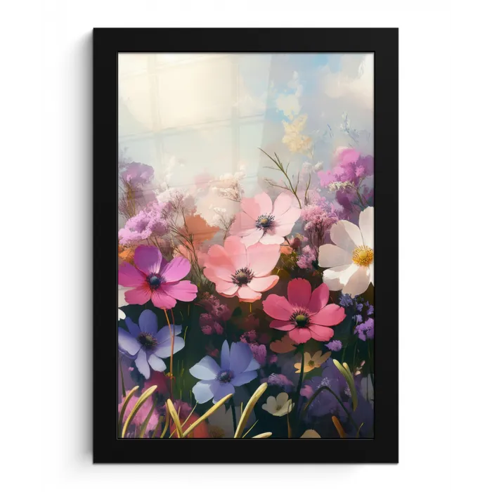 Bloemen - Kleurrijk - Bloei fotolijst zwart zonder passe partout klein -3d