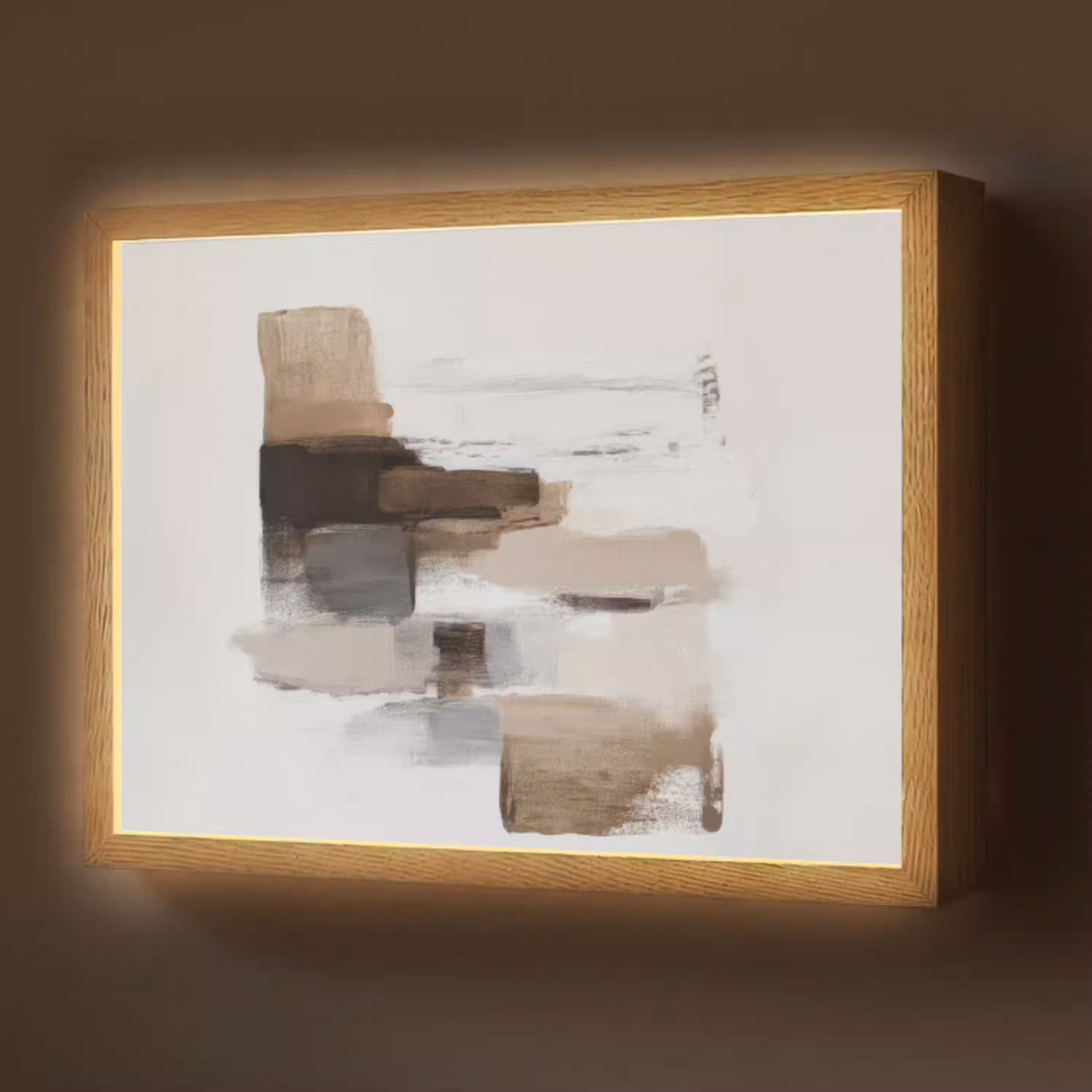 Penseelstreken - Balans - Beige - Bruin Light Box met batterij (Wandlamp) middel -z3d_website