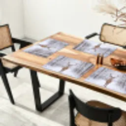 Hert - Winter - Bos - Natuur - Wit Placemat vinyl groot -zzsfeer4_Kitchenyeah-website