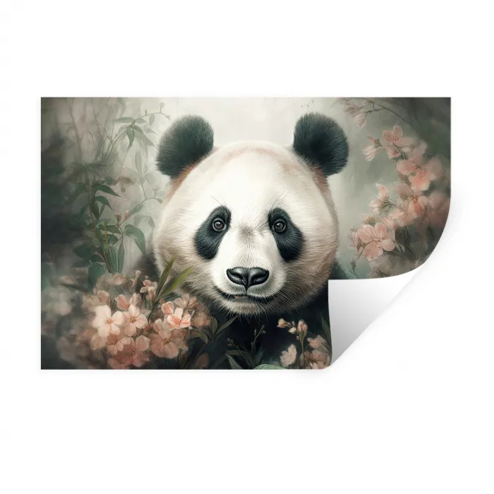 Panda - Dieren - Bloemen - Planten Muursticker klein -3d