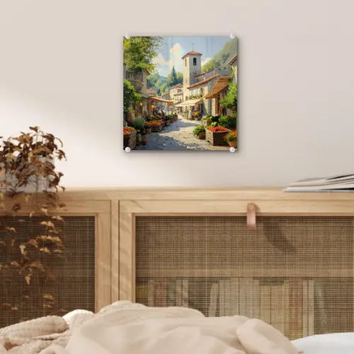 Dorp - Zon - Kraampjes - Huizen plexiglas 5mm klein -sfeer4