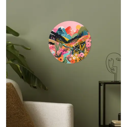 Rivier - Diepte - Bloemen Wandcirkel behangsticker klein -sfeer2