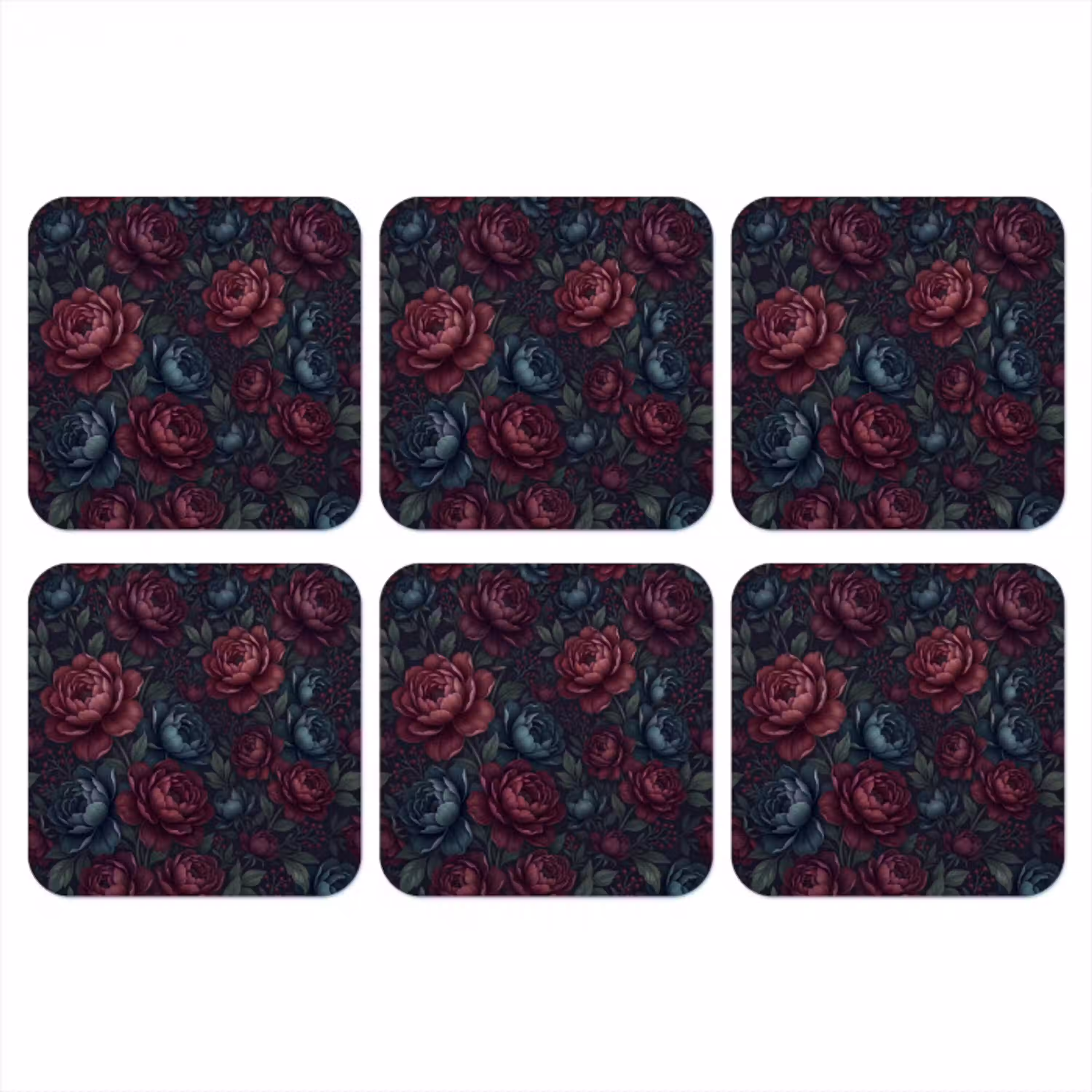 Bloemen - Patroon - Natuur - Klassiek - Donker onderzetter kurk middel -3d