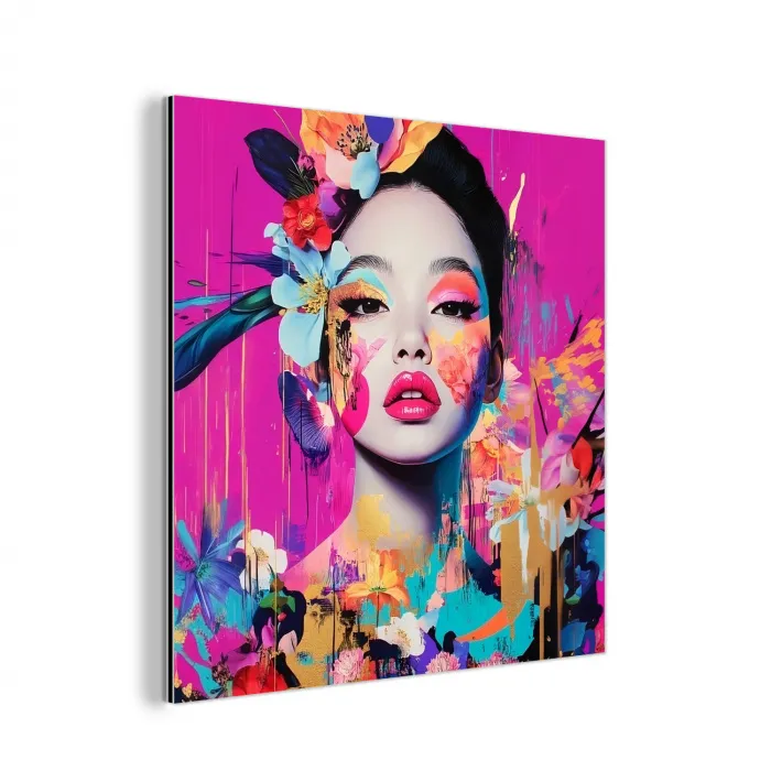 Vrouw - Portret - Abstract - Paars aluminium wit klein -3d