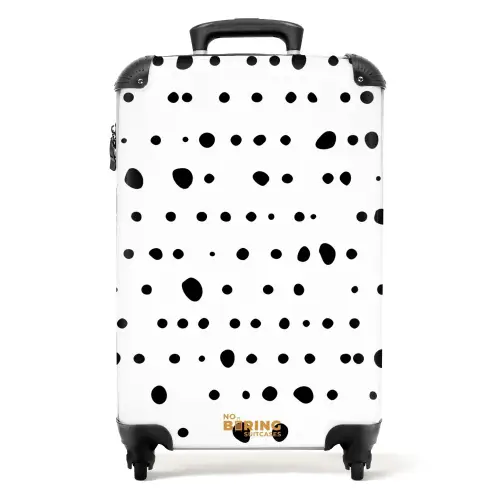 Organische zwarte stippen op witte achtergrond NBS - Handbagage koffer - Kinderen Unisex middel -productfoto_recht