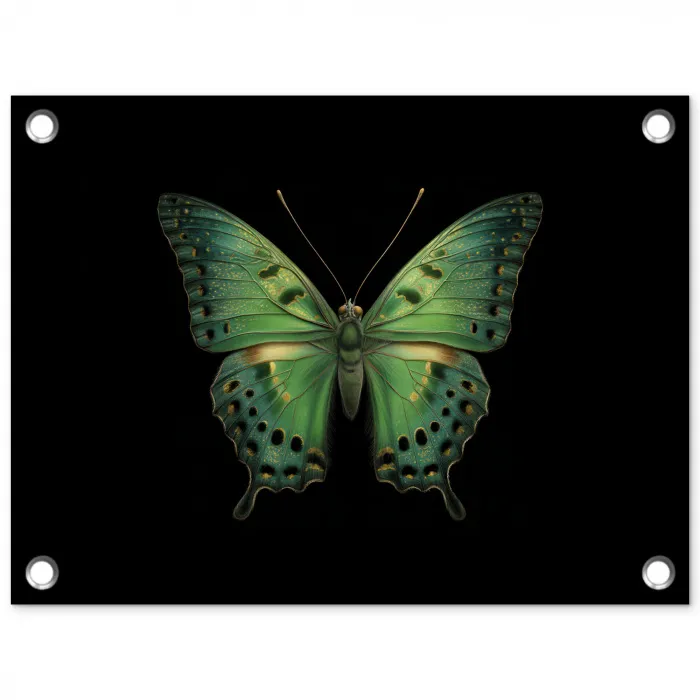 Vlinder - Groen - Diepte tuinposter los doek klein -3d