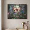 Vlinder - Roze - Bloemen - Bladeren Textielframe zwart klein -sfeer2
