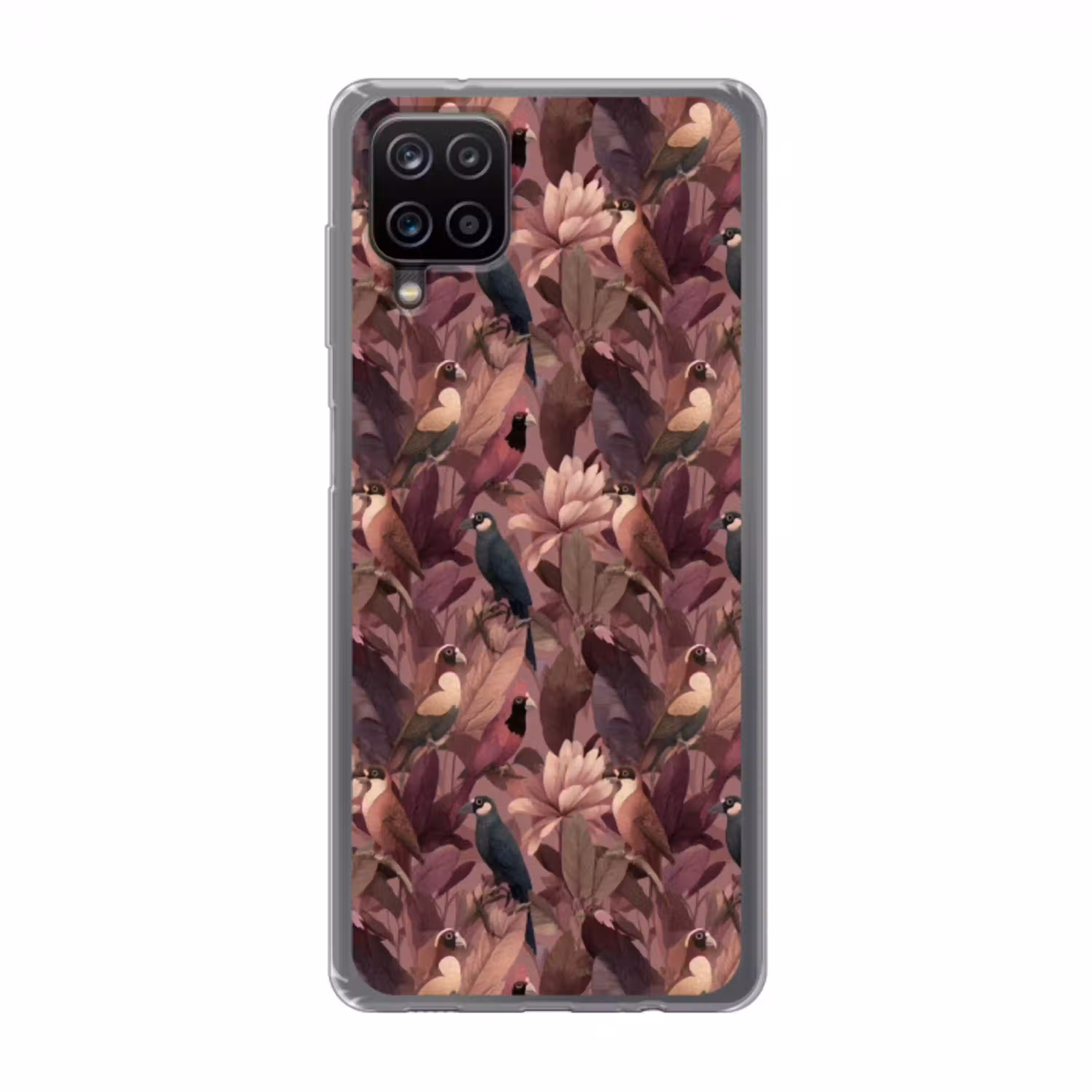 Vogels - Bladeren - Roze Telefoonhoesje Samsung Galaxy A12 klein 372 -3d