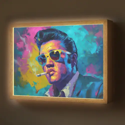 Portret - Sigaret - Kleurrijk - Bril Light Box met batterij (Wandlamp) middel -z3d_website