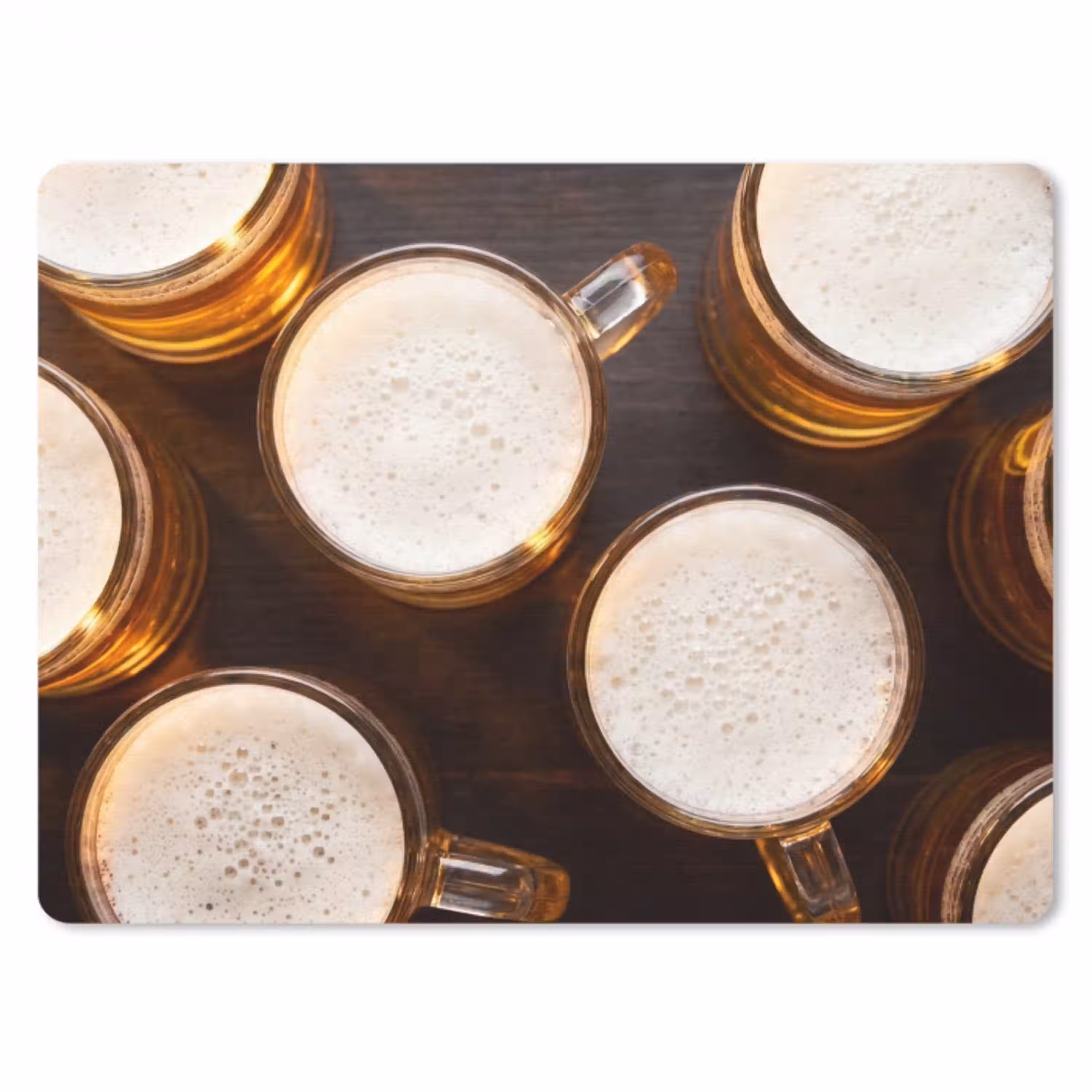 Bier - Glazen - Schuim - Hout - Drank muismat rubber klein -3d
