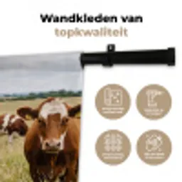 Koeien - Portret - Weide - Boerderij - Nieuwsgierig Wandkleed katoen klein -sfeer2
