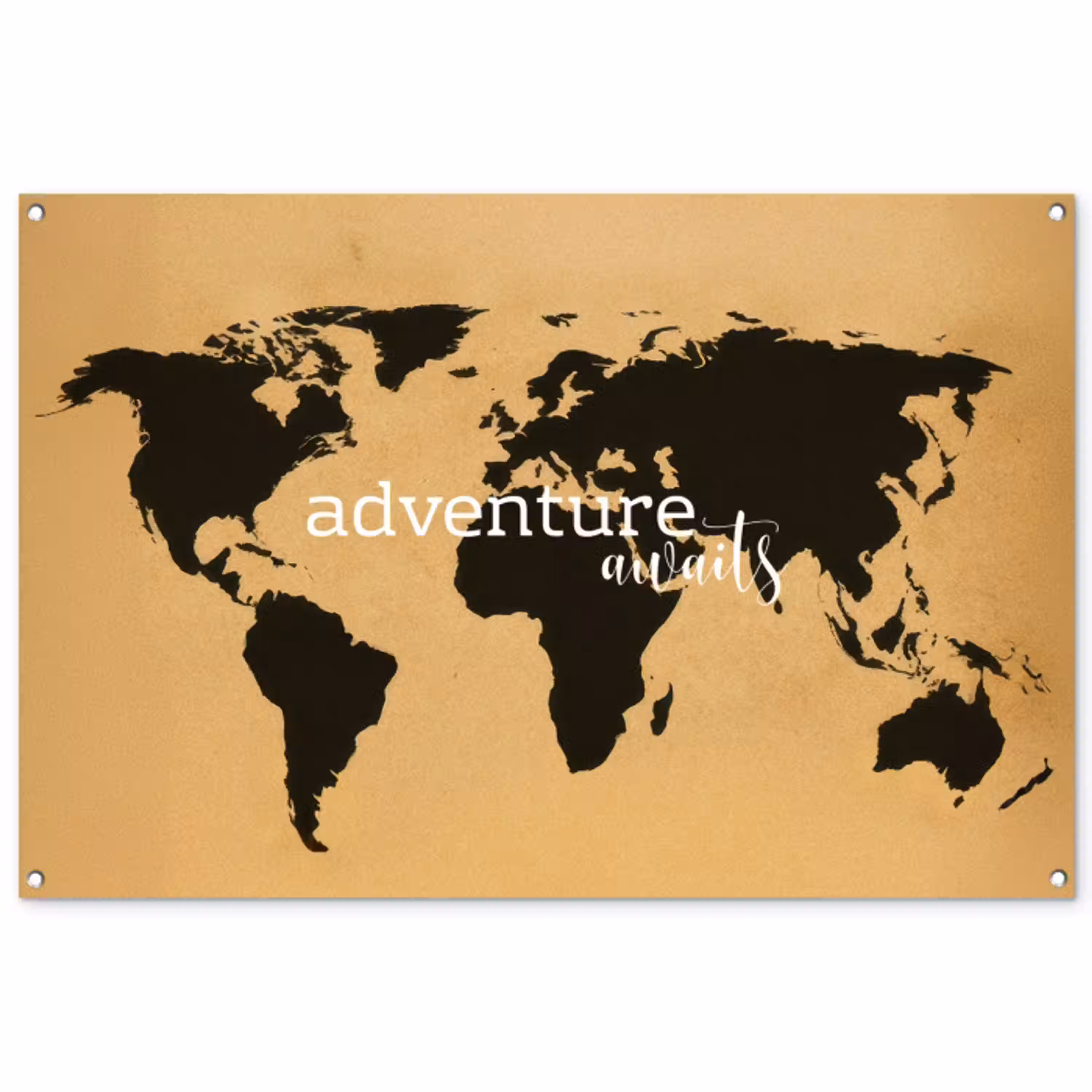 Wereldkaart - Adventure - Beige tuinposter los doek groot -3d