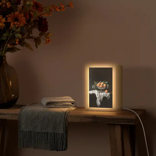 Stilleven - Perziken - Vintage Light Box met kabel (Tafellamp) klein -sfeer4