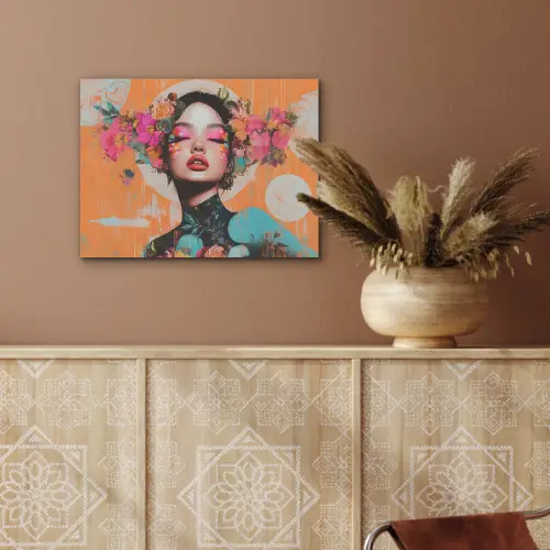 Portret - Vrouw - Abstract - Bloemen PET vilt klein -sfeer4