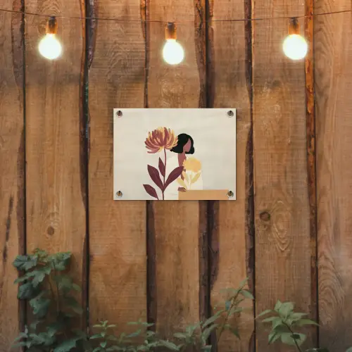 Vrouw - Minimalistisch - Bloem tuinposter los doek klein -sfeer1