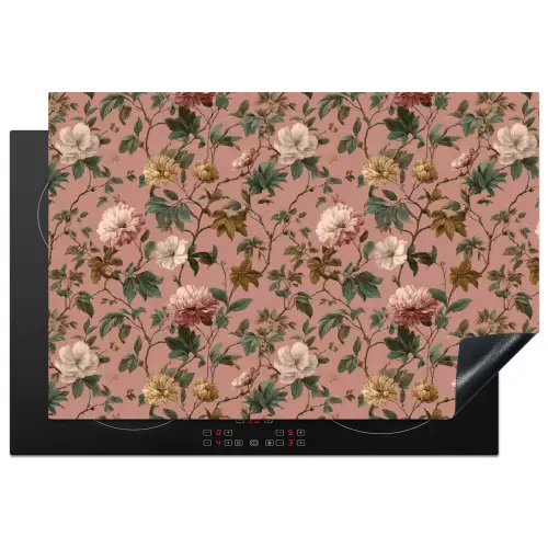 Bloemen - Klassiek - Roze Inductie beschermer vinyl 3mm klein 276 -3d
