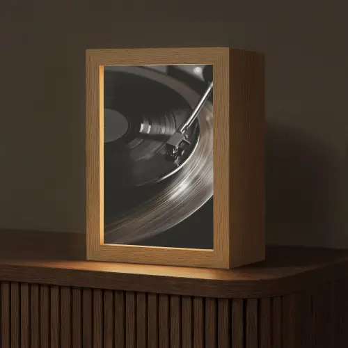 Close-up - Vinylplaat - Platenspeler - Zwart Light Box met kabel (Tafellamp) klein -z3d_website
