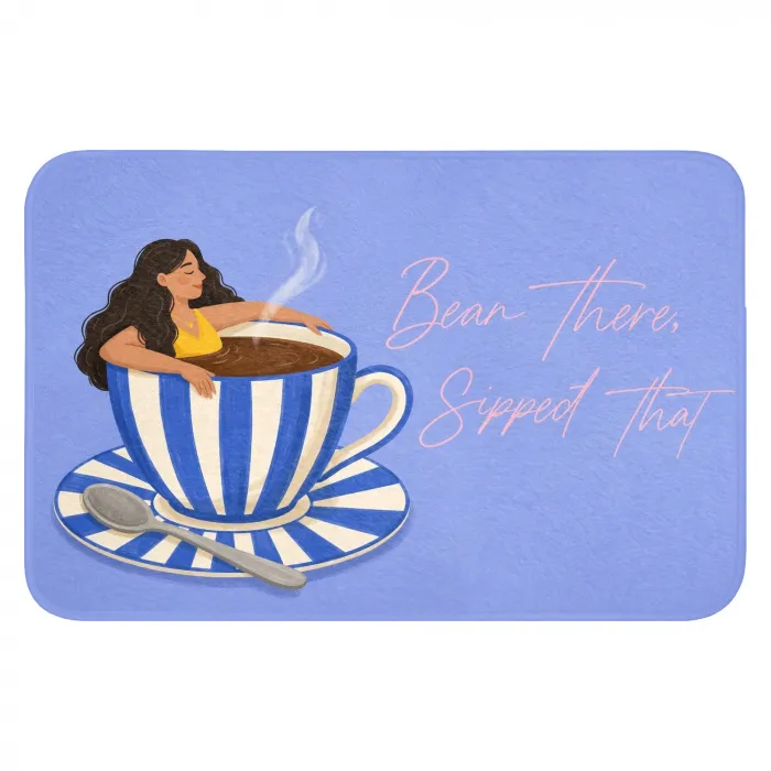 Mok - Koffie - Vrouw - Paars Badmat klein -3d