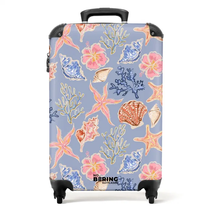 Blauwe schelpen patroon NBS - Handbagage koffer - Volwassenen Unisex middel -productfoto_recht
